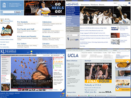 final four homepages The Final Four: College Web Style
